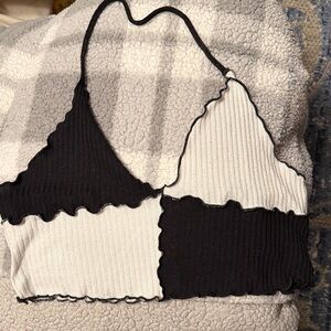 SHEIN Black Ribbed Halter Top